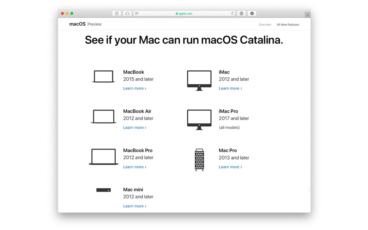 What are the system requirements for macOS Catalina